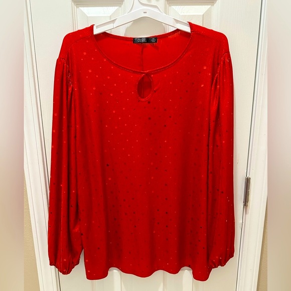CURE. Long sleeve red sequins blouse size 2X - Picture 1 of 8